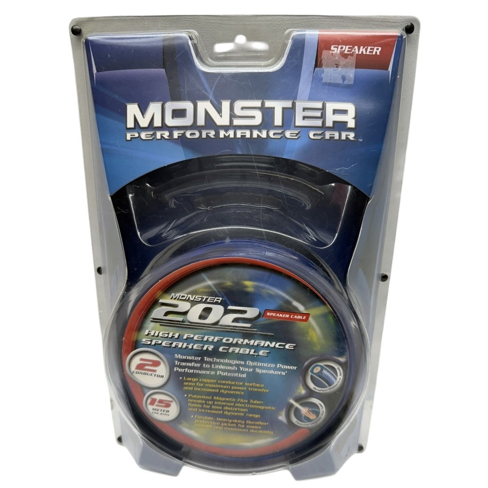 Monster 202 Speaker Cable 15m 49ft 2-Conductor Car Audio Wire NEW Sealed S202